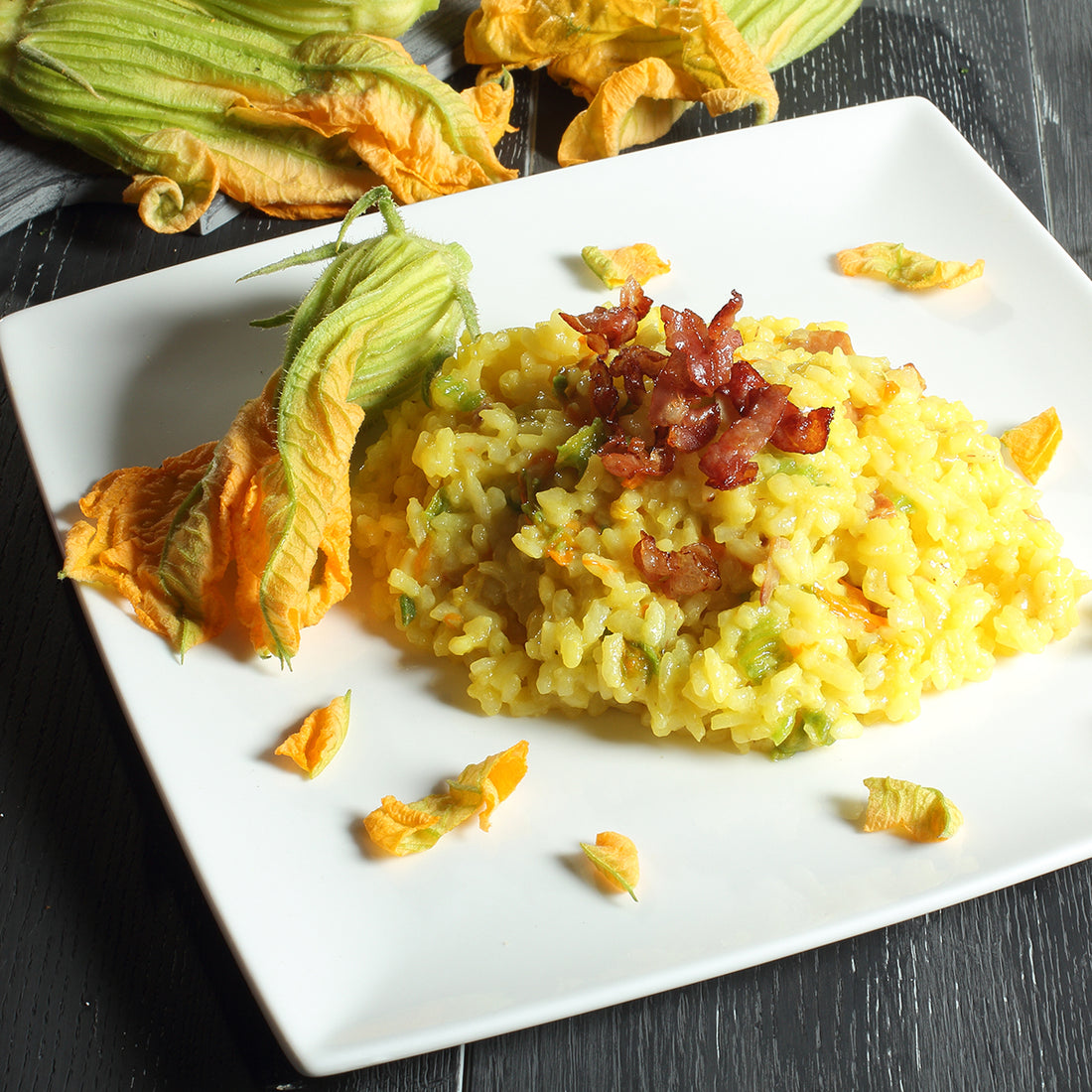 Risotto croccante ai fiori di zucca
