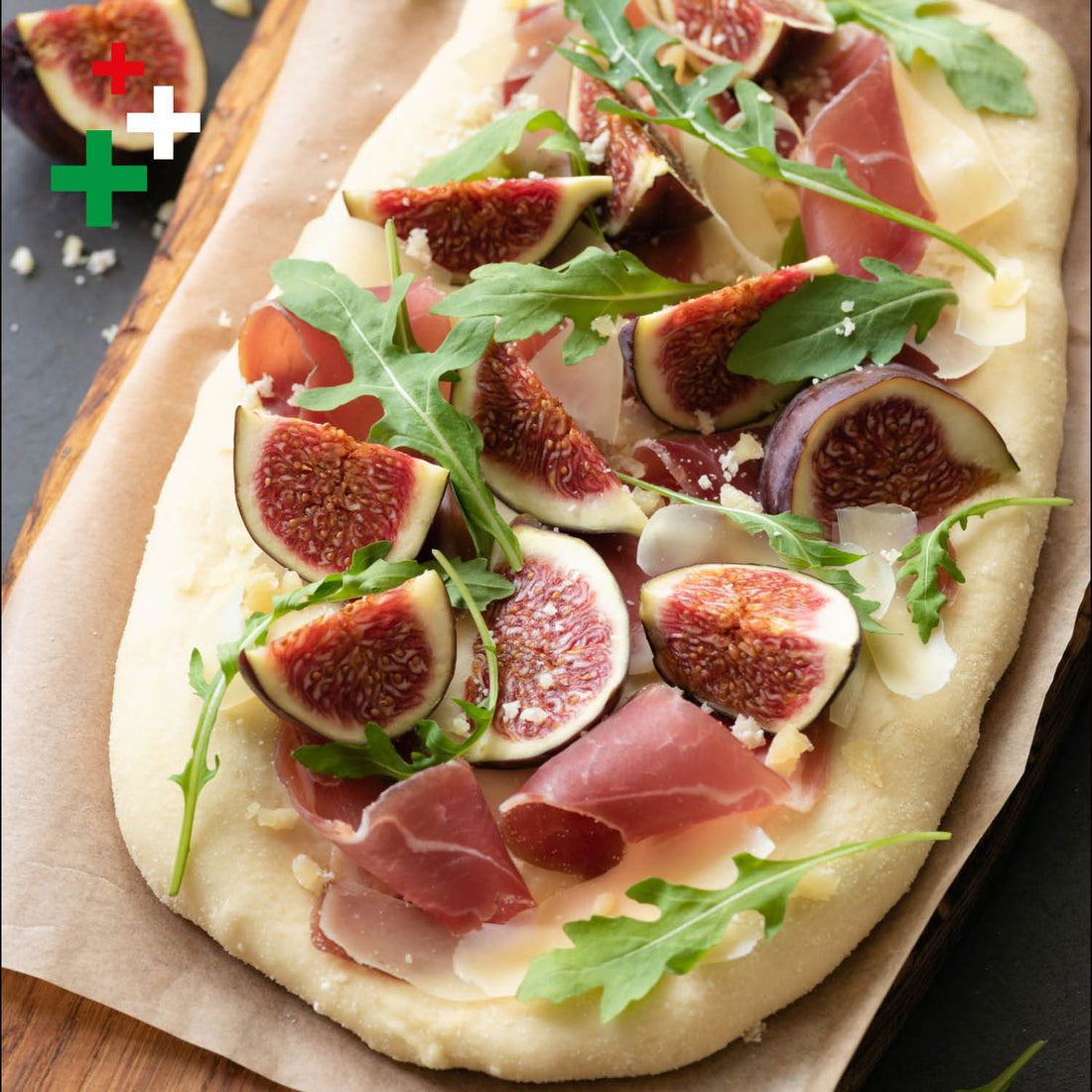 Focaccia salata fichi e prosciutto crudo