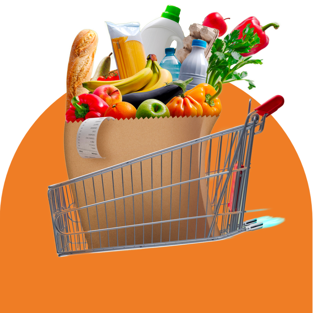 carrello della spesa pieno di prodotti