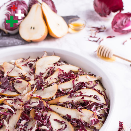 Focaccia invernale pere e radicchio