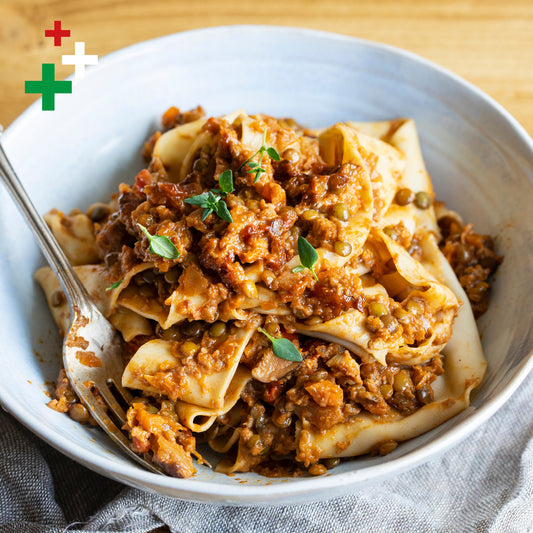 Pappardelle al ragù con i funghi