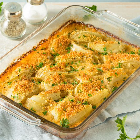 FINOCCHI GRATINATI CON BESCIAMELLA E PROSCIUTTO